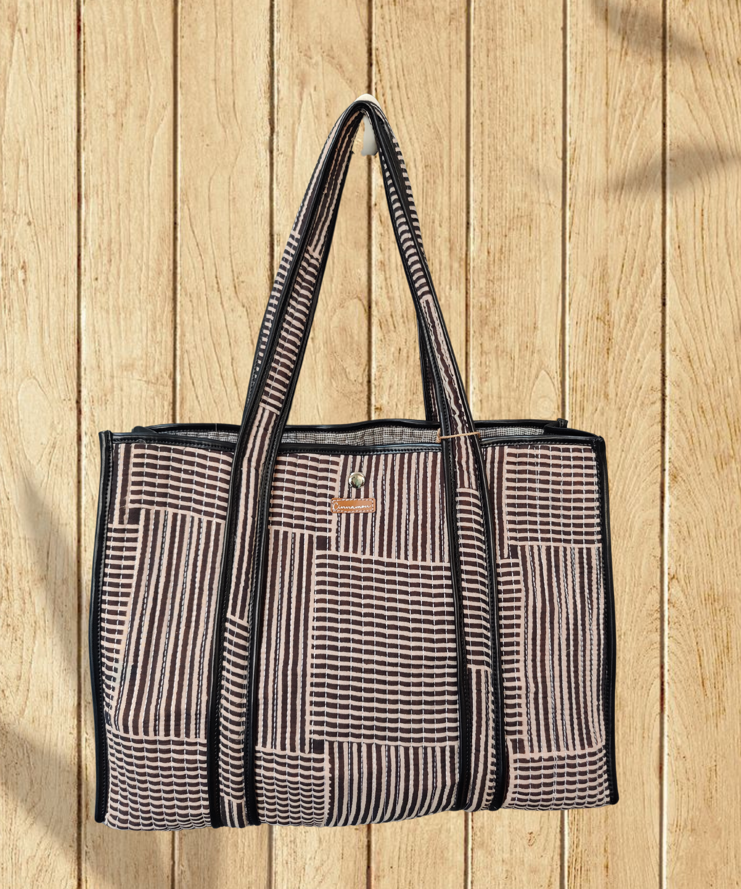 Stripes Cotton Quilted Tote Bag