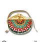 Green Festive Charm Semi  Circle Lippan Art Handcrafted Potli Bag with Sling