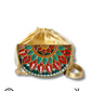 Green Festive Charm Semi  Circle Lippan Art Handcrafted Potli Bag with Sling