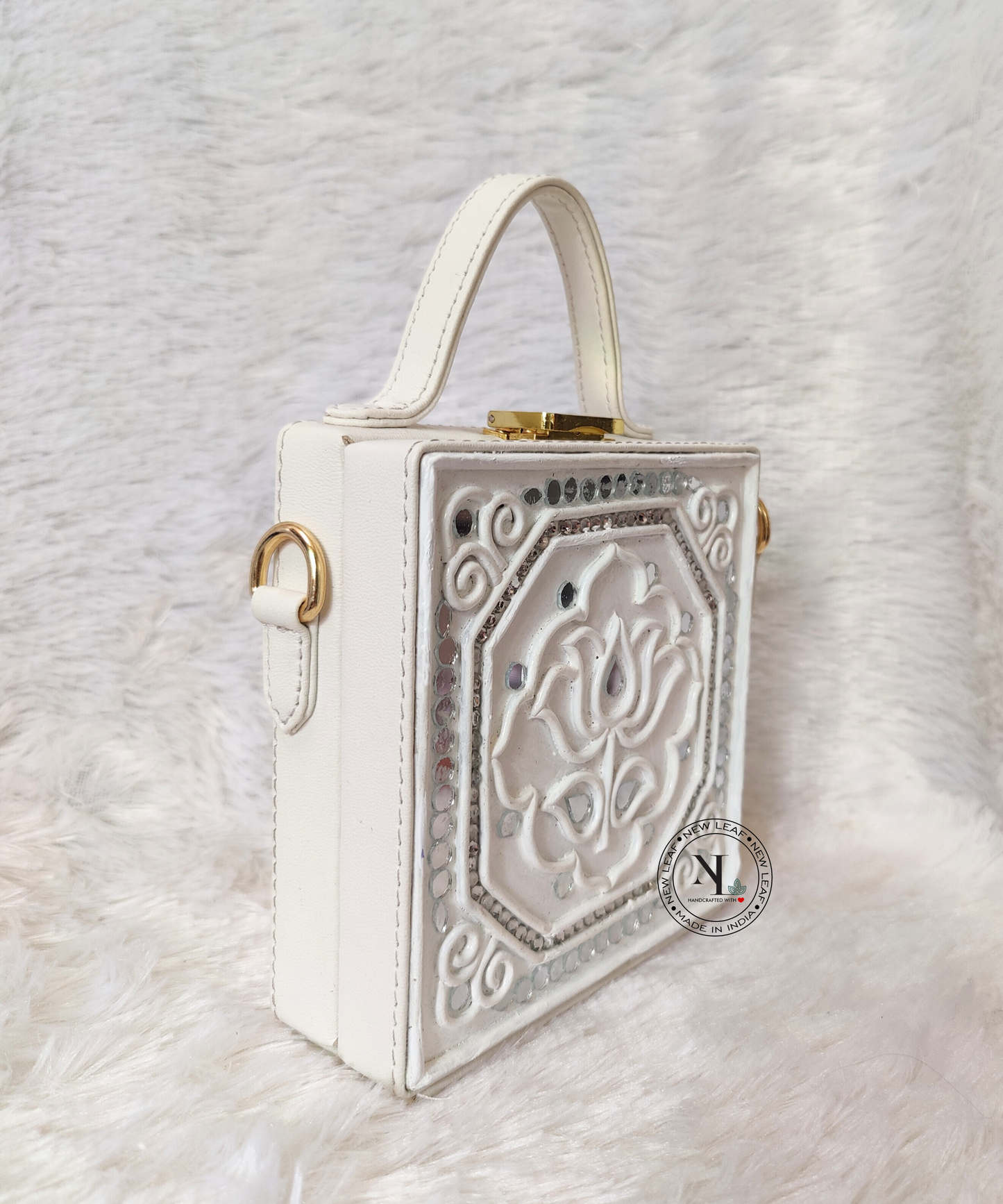 Mini Lotus Lippan Art Handcrafted Square Box Bag
