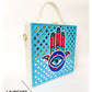 Hamsa Square Lippan Art Handcrafted Box Bag