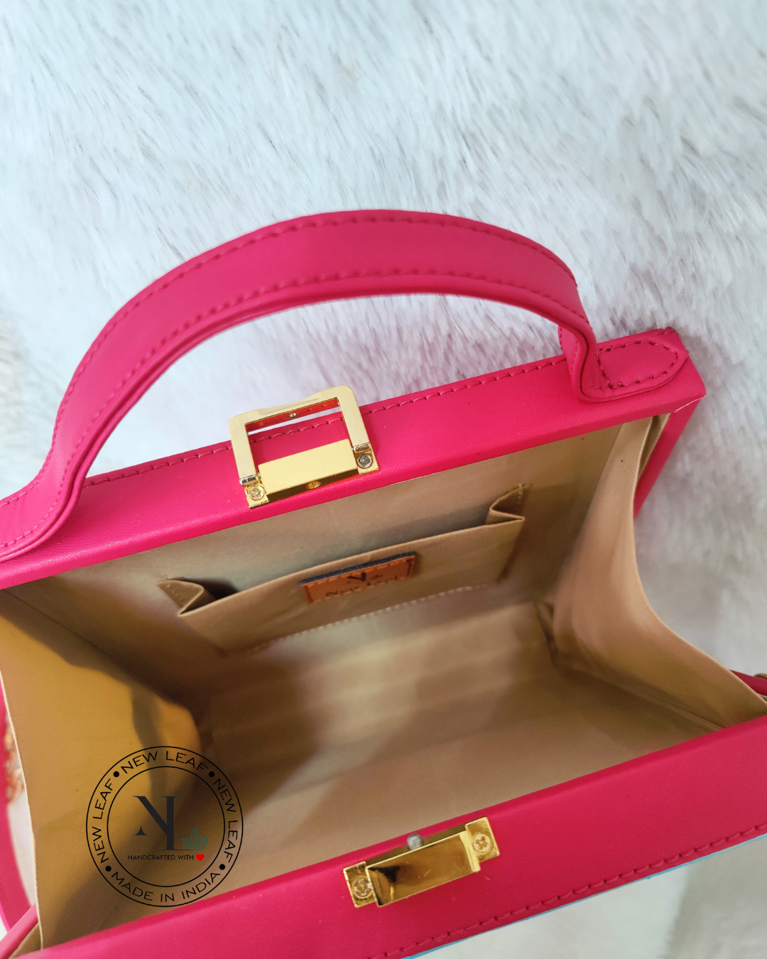 Hamsa Square Lippan Art Handcrafted Box Bag