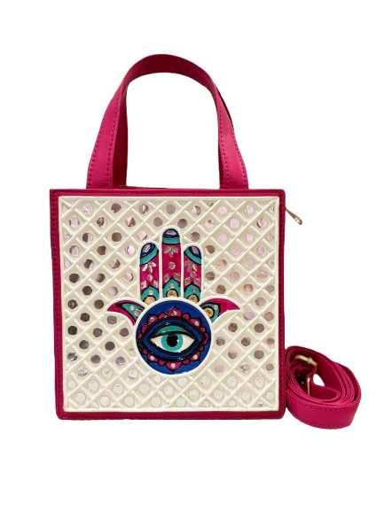 Hamsa Mini Lippan Art Handbag with zipper