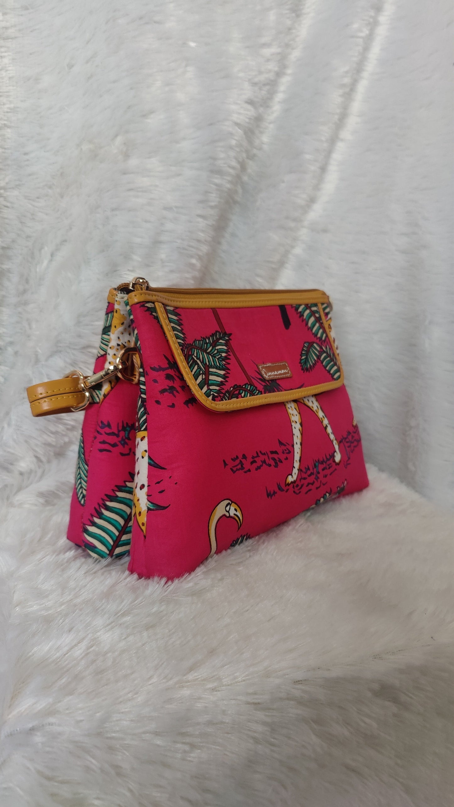 Pink Panther Quirky Cotton Sling  Bag