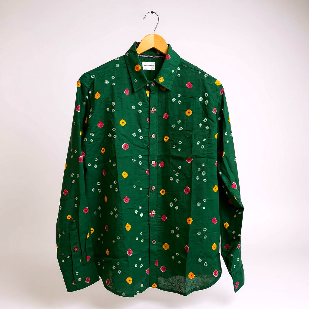 Hariyali Handcrafted Pure Bandhani Unisex Shirt
