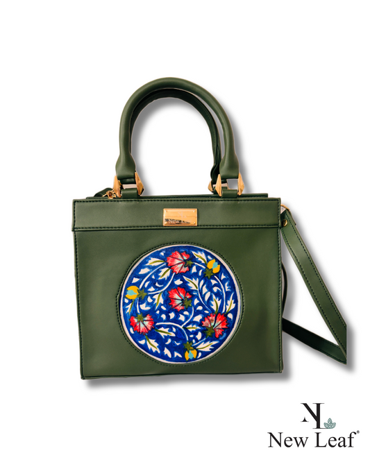 Baagh- Moss Green Hand-painted Mini Handbag/ Sling