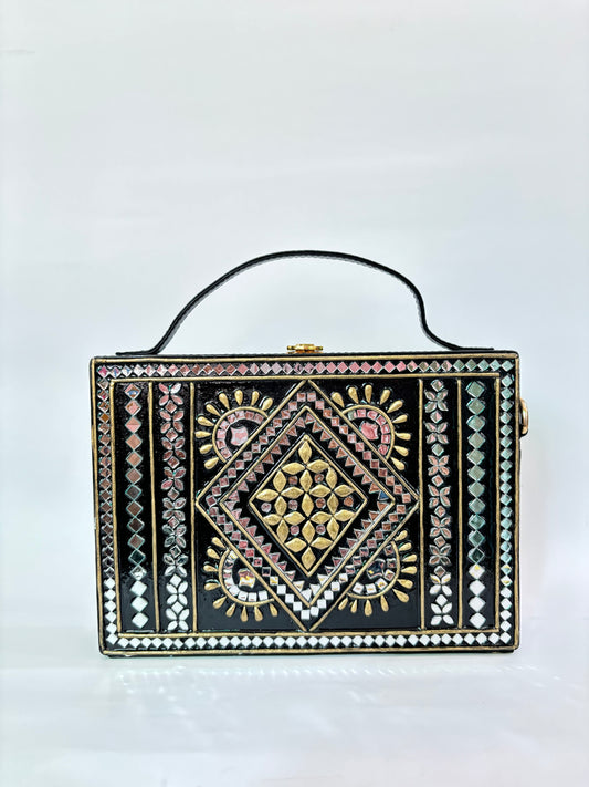 Gold Lippan Art Handcrafted Box Bag