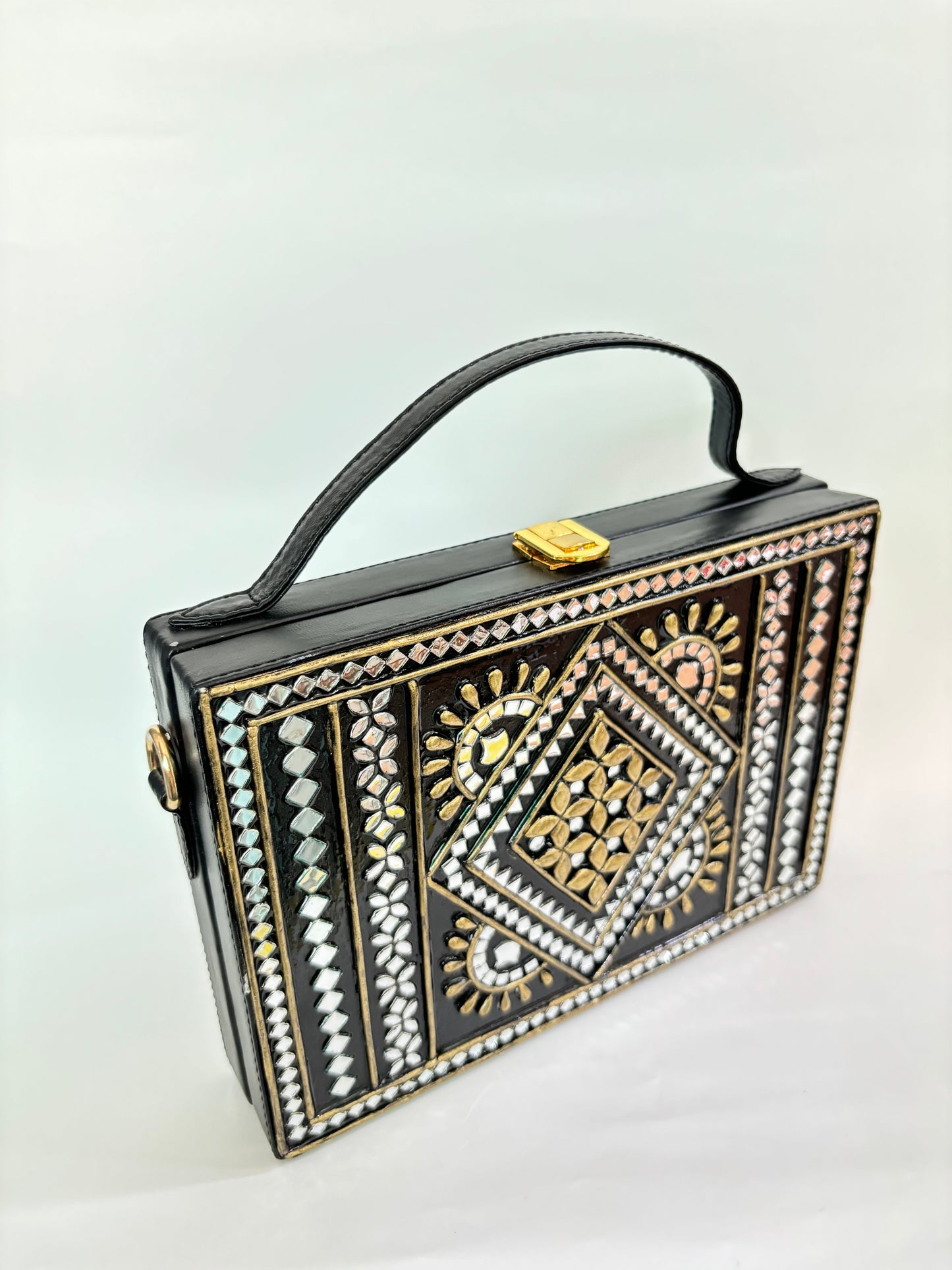 Gold Lippan Art Handcrafted Box Bag