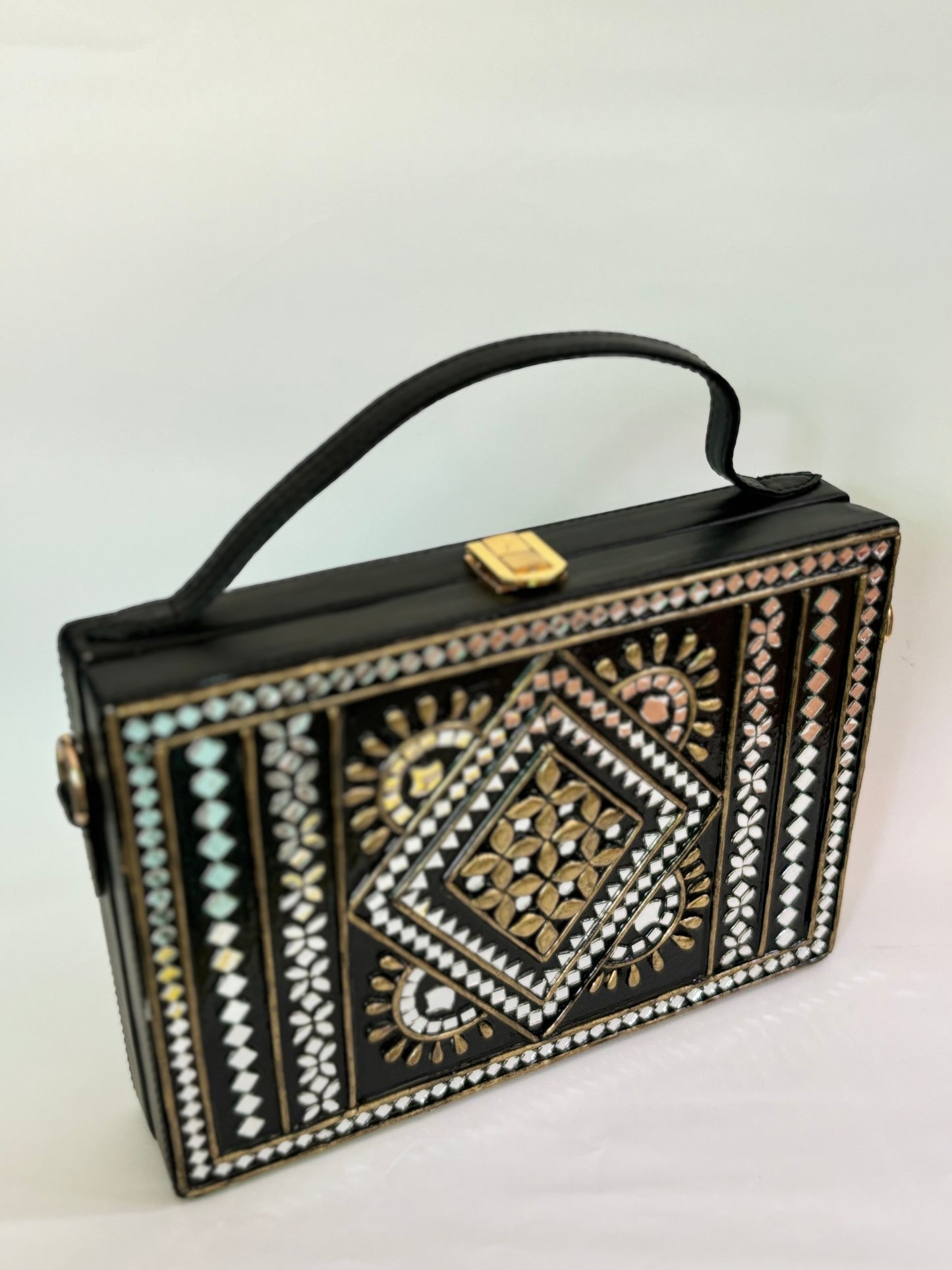 Gold Lippan Art Handcrafted Box Bag