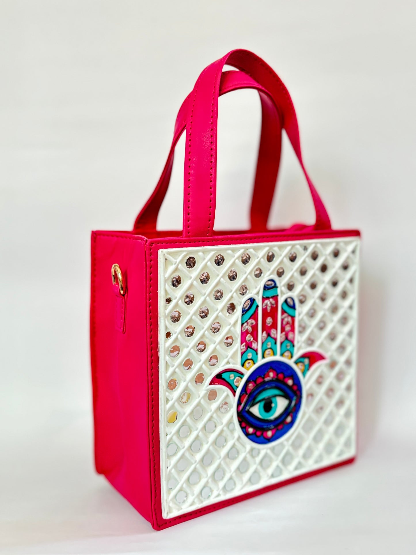 Hamsa Mini Lippan Art Handbag with zipper