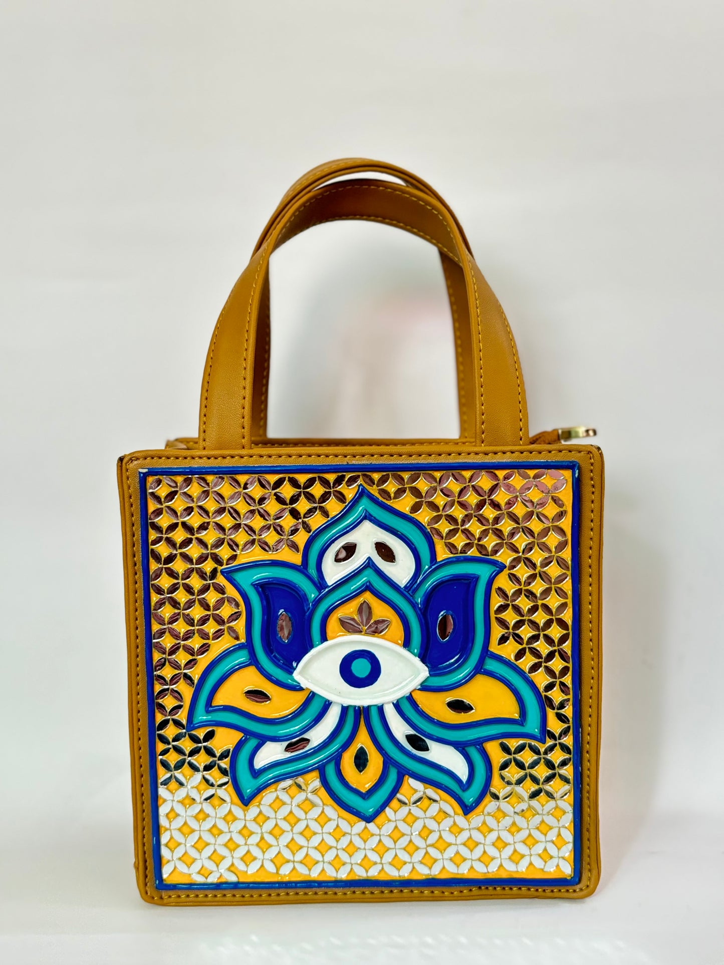 Evil eye Mini Lippan art Handbag with zipper