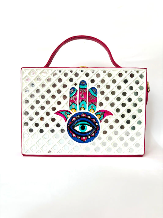 Hamsa Rectangle Lippan Art Box Bag