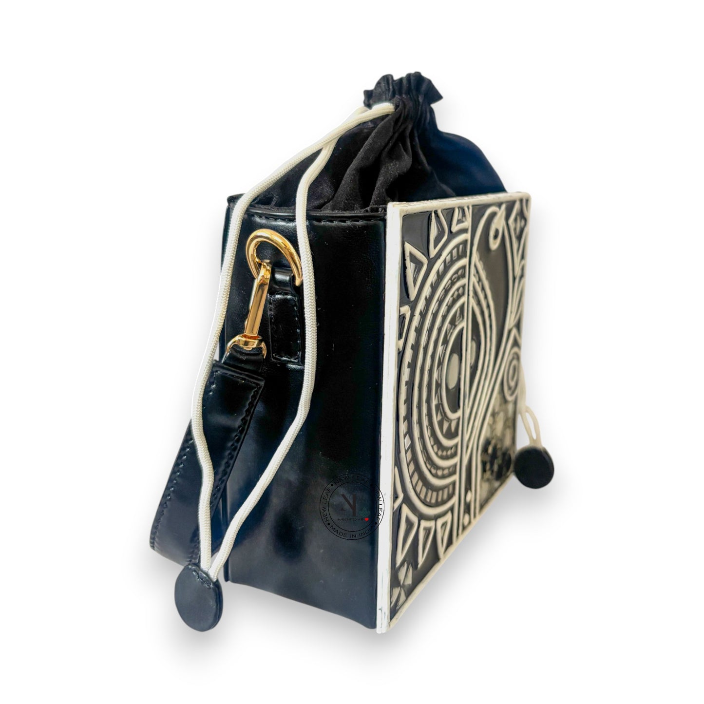Black Square Lippan Art  Potli Bag and Sling
