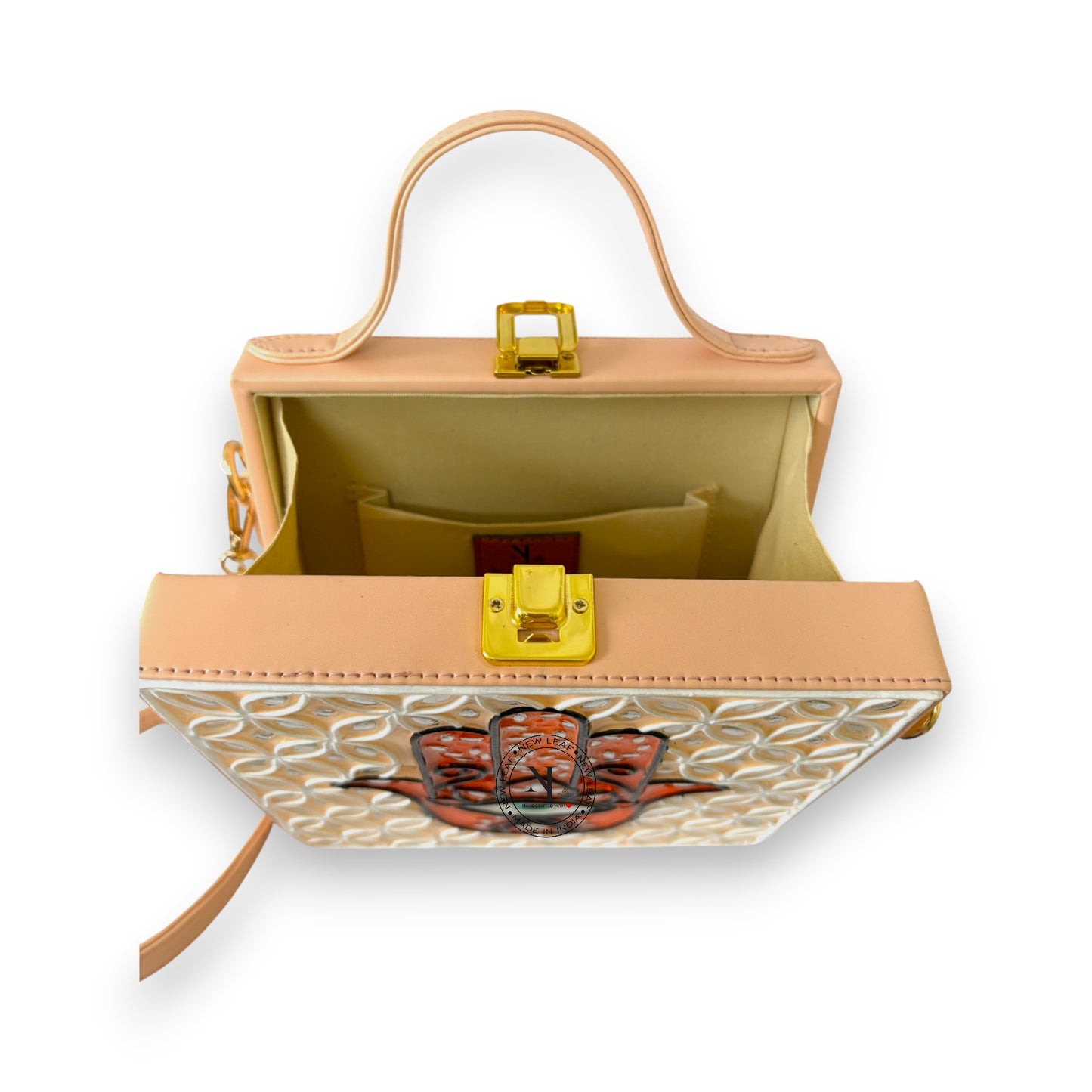 Hamsa Square Lippan Art Handcrafted Box Bag