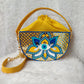 Evil Eye Semi  Circle Lippan Art Handcrafted Potli Bag with Sling