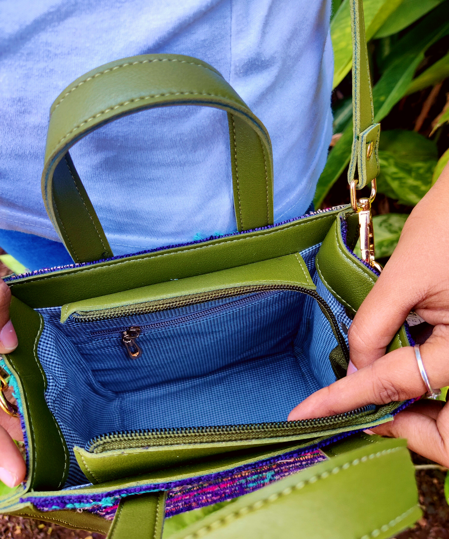 Mini Olive Fringe Handbag / Sling