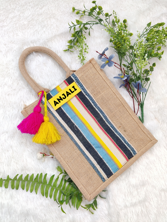 Tassel Handcrafted Customized Jute Bag- Small