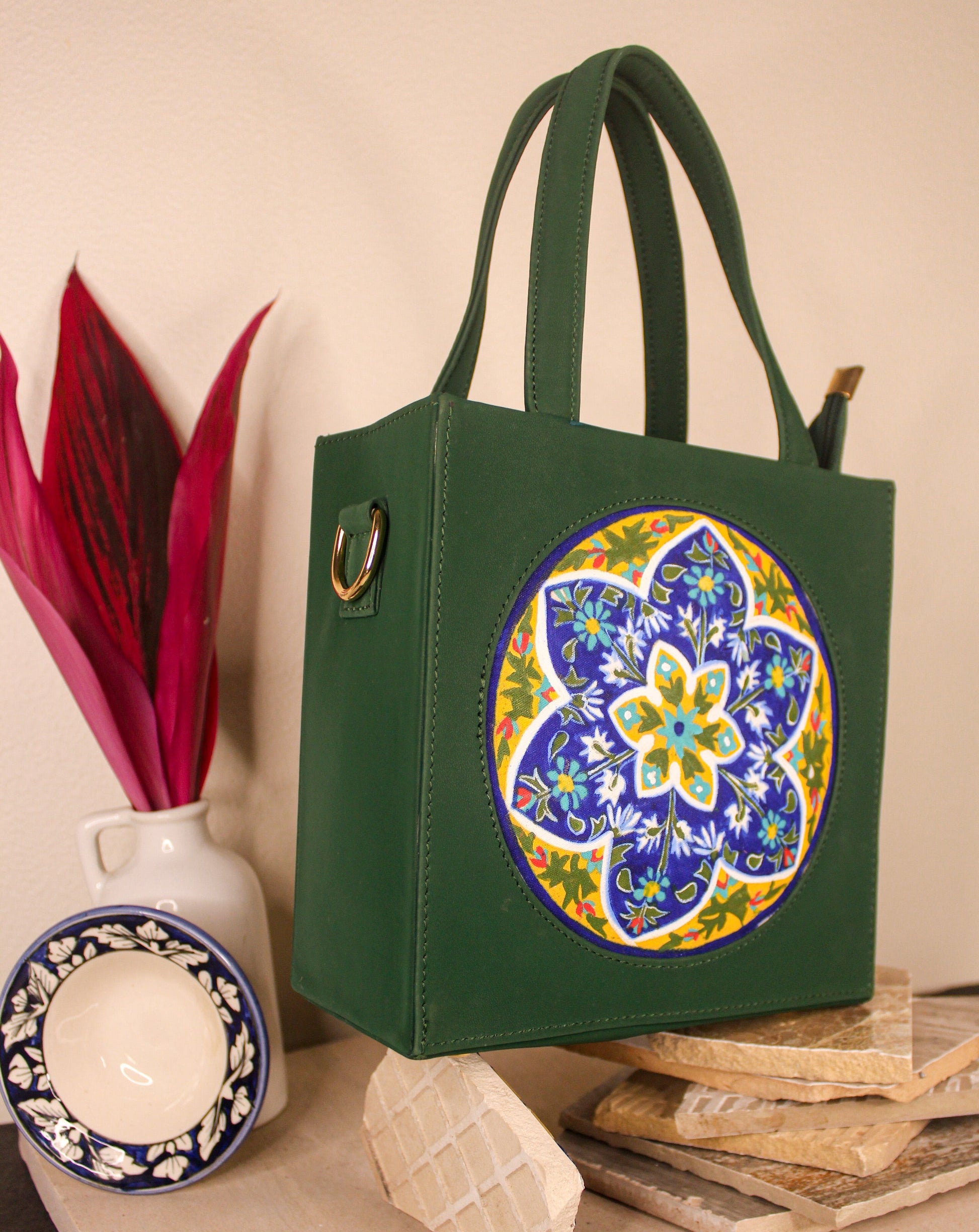 Baagh- Moss Green Hand-painted Mini Handbag/ Sling – New Leaf
