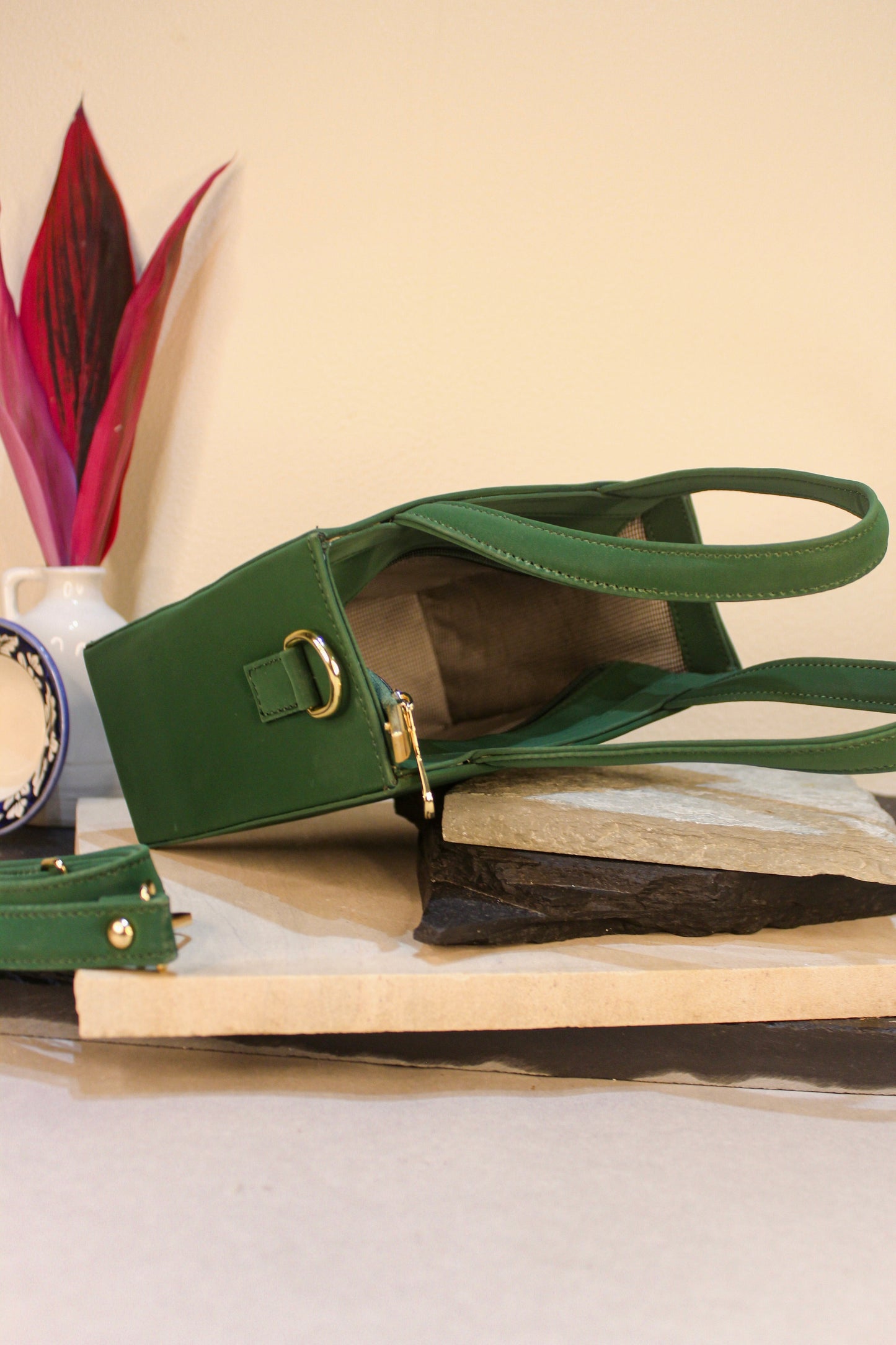 Baagh- Moss Green Hand-painted Mini Handbag/ Sling