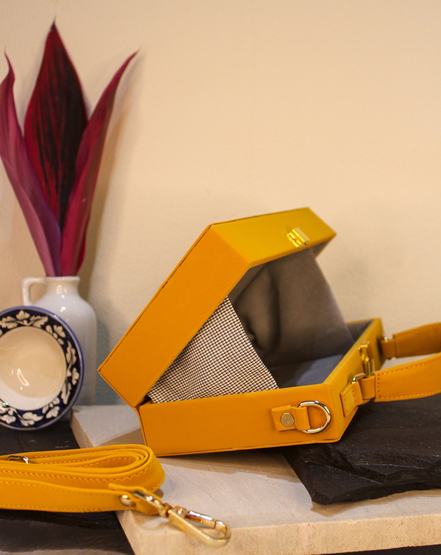 Phool  Hand-painted Rectangle Box Bag/ Sling