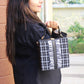 Black Checks Flounce sling bag